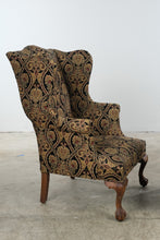 Load image into Gallery viewer, Pair of Traditional Wingback Chairs with Damask Upholstery and Claw Feet
