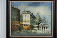 Load image into Gallery viewer, Parisian Street Scene – Original Oil on Canvas by Sanford – 30.5" x 26.5"