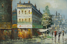 Load image into Gallery viewer, Parisian Street Scene – Original Oil on Canvas by Sanford – 30.5" x 26.5"