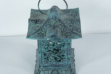 Load image into Gallery viewer, PartyLite Verdigris Metal Lantern Candle Holder – 13" Tall – Decorative Tealight Lantern