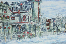 Load image into Gallery viewer, Patricia Rainey Cape May NJ Signed Print Framed Coastal Victorian Winter Scene 22x18