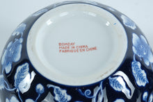 Load image into Gallery viewer, Bombay Blue & White Porcelain Pear Jar with Butterfly Lid – 14" Tall • Decorative Lidded Container