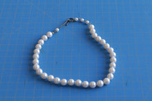 Load image into Gallery viewer, White Imitation Pearl Bead Necklace Knotted Graduated Toggle Clasp