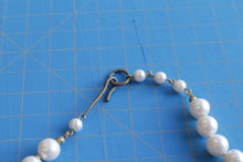 Load image into Gallery viewer, White Imitation Pearl Bead Necklace Knotted Graduated Toggle Clasp