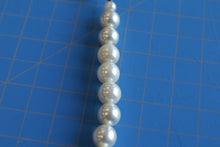 Load image into Gallery viewer, White Imitation Pearl Necklace Green Beads Rhinestone Silver Tone Clasp