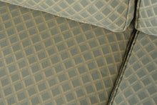 Load image into Gallery viewer, Pearson Custom Upholstery Three Cushion Sofa in Pale Green Diamond Pattern Fabric