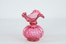 Load image into Gallery viewer, Fenton Cranberry Opalescent Melon Rib Ruffled Mini Vase 5.5 Inch