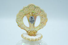 Load image into Gallery viewer, Hand-Painted Art Glass Perfume Bottle – Marigold Crest Iridescent Beaded Melon, Signed Nancy Fenton