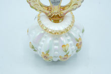 Load image into Gallery viewer, Hand-Painted Art Glass Perfume Bottle – Marigold Crest Iridescent Beaded Melon, Signed Nancy Fenton