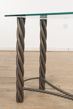Load image into Gallery viewer, Pewter Console Table with Rubbed Gold