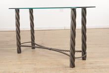 Load image into Gallery viewer, Pewter Console Table with Rubbed Gold