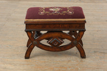 Load image into Gallery viewer, Rare Victorian Eastlake Burl Wood Piano Stool with Storage and Needlepoint Upholstery