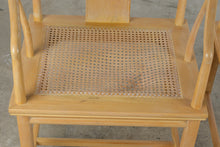 Load image into Gallery viewer, Pair of Chinese Chippendale Style Elm Horseshoe Arm Dining Chairs with Cane Seats