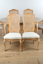 Load image into Gallery viewer, Stanley Furniture French Provincial Oak Dining Table and 6 Cane Back Chairs Pickled Finish