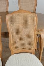 Load image into Gallery viewer, Stanley Furniture French Provincial Oak Dining Table and 6 Cane Back Chairs Pickled Finish