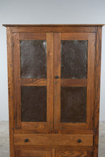 Load image into Gallery viewer, Antique Oak Pie Safe Cabinet with Punched Tin Panels and Drawer