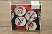 Load image into Gallery viewer, Pier 1 Imports Holiday Dog Salad Plates – Set of 4 Assorted Designs (8” Diameter)