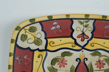 Load image into Gallery viewer, Pier 1 Vallarta Handpainted Earthenware Square Serving Platter – 13.25" – Bold Floral Southwest Design