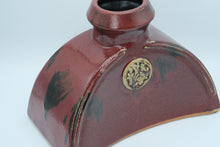 Load image into Gallery viewer, Pier 1 Asian-Inspired Ceramic Vase – Far East Curved Form with Red Glaze & Medallion Accent