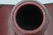 Load image into Gallery viewer, Pier 1 Asian-Inspired Ceramic Vase – Far East Curved Form with Red Glaze & Medallion Accent