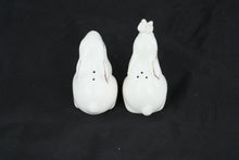 Load image into Gallery viewer, Pier 1 Imports Porcelain Rabbit Salt and Pepper Shakers White Bunny Set Gold Accents