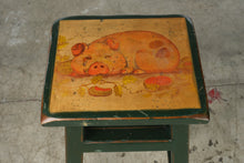 Load image into Gallery viewer, Two Day Designs 1996 Reclaimed Wood Pig Bar Stool Hand Painted Green 28 Inch