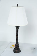Load image into Gallery viewer, Gothic Revival Table Lamp Bronze Finish Twisted Column with Shade