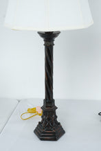 Load image into Gallery viewer, Gothic Revival Table Lamp Bronze Finish Twisted Column with Shade
