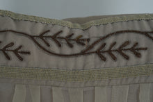 Load image into Gallery viewer, Decorative Pleated Silk-Style Throw Pillow with Embroidered Leaf Border – Rectangular Accent Cushion