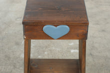 Load image into Gallery viewer, Rustic Wood Accent Side Table Blue Heart Farmhouse Cottage Style 27 Inch