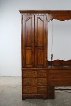 Load image into Gallery viewer, Pine Queen Wall Unit Bed with Armoire Cabinets and Mirrored Headboard