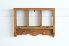 Load image into Gallery viewer, Wood Wall Cubby Shelf with Three Compartments and Peg Hooks