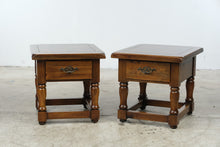 Load image into Gallery viewer, Pair of Solid Pine Rustic End Tables with Drawers
