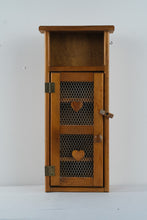 Load image into Gallery viewer, Wood Wall Cabinet Chicken Wire Heart Door Rustic Country Storage Shelf