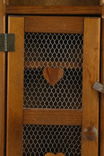 Load image into Gallery viewer, Wood Wall Cabinet Chicken Wire Heart Door Rustic Country Storage Shelf