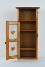 Load image into Gallery viewer, Wood Wall Cabinet Chicken Wire Heart Door Rustic Country Storage Shelf