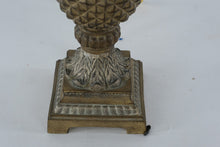 Load image into Gallery viewer, Antique Gold Pineapple Table Lamp with Beige Shade – 29.5" Tall