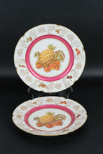 Load image into Gallery viewer, Pair of Winterling Germany 10" Fruit Plates – Pineapple & Strawberries – Gold Rim, Mix & Match Set