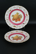 Load image into Gallery viewer, Pair of Winterling Germany 10" Fruit Plates – Pineapple & Strawberries – Gold Rim, Mix & Match Set