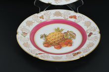 Load image into Gallery viewer, Pair of Winterling Germany 10" Fruit Plates – Pineapple & Strawberries – Gold Rim, Mix & Match Set