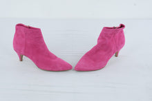 Load image into Gallery viewer, Sam Edelman Womens Hot Pink Suede Pointed Toe Ankle Boots Kitten Heel Size 8