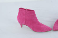 Load image into Gallery viewer, Sam Edelman Womens Hot Pink Suede Pointed Toe Ankle Boots Kitten Heel Size 8