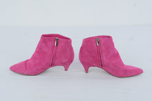 Load image into Gallery viewer, Sam Edelman Womens Hot Pink Suede Pointed Toe Ankle Boots Kitten Heel Size 8