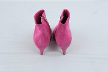 Load image into Gallery viewer, Sam Edelman Womens Hot Pink Suede Pointed Toe Ankle Boots Kitten Heel Size 8