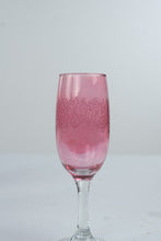 Load image into Gallery viewer, Pink Champagne Flutes Etched Scroll Design Clear Stems Set of 4