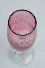Load image into Gallery viewer, Pink Champagne Flutes Etched Scroll Design Clear Stems Set of 4