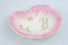 Load image into Gallery viewer, Antique Victorian Pink Floral Porcelain Shell Shaped Serving Bowl 12 Inch