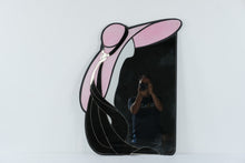 Load image into Gallery viewer, David Marshall 1989 Postmodern Pink Black Art Glass Wall Mirror 37 x 25