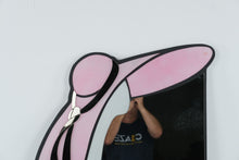 Load image into Gallery viewer, David Marshall 1989 Postmodern Pink Black Art Glass Wall Mirror 37 x 25