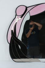 Load image into Gallery viewer, David Marshall 1989 Postmodern Pink Black Art Glass Wall Mirror 37 x 25